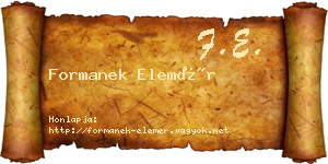 Formanek Elemér névjegykártya