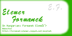 elemer formanek business card